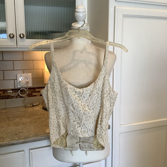 Rampage Corset Lace Crop Top Y2K Cream - Picture 2 of 9